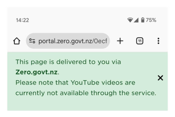 Screenshot of Zero Data banner on a mobile device